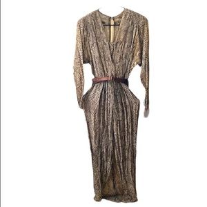 VTG A.J. Bari Silk Snakeprint Maxi Dress Sz 6